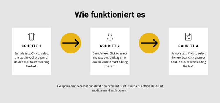 Drei Schritte zur Arbeit Website-Vorlage