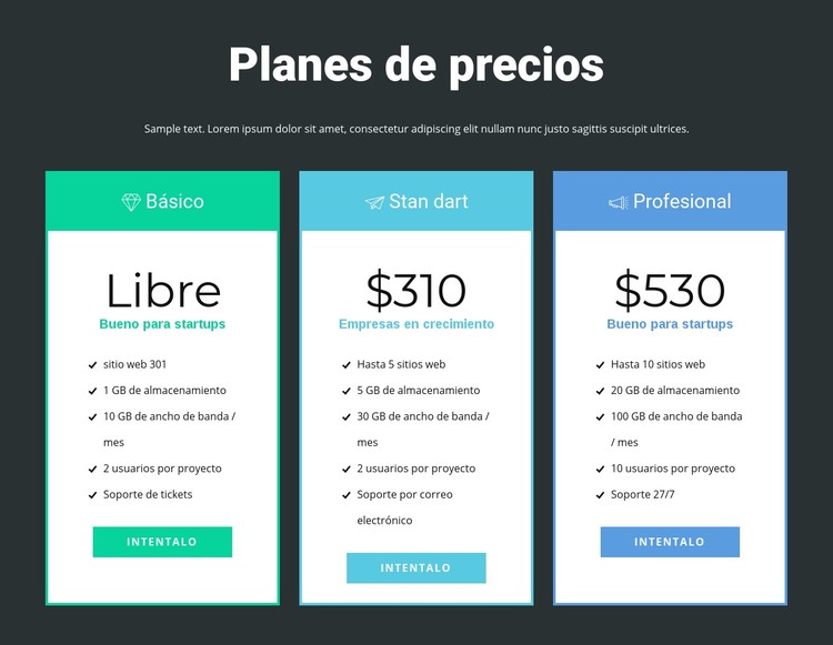 Bloque de precios receptivo Plantilla CSS