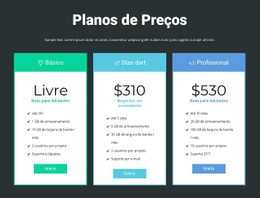 Bloco De Preços Responsivo Modelo HTML5 E CSS3