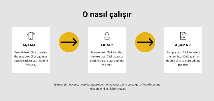 Çalışmak için üç adım HTML Şablonu