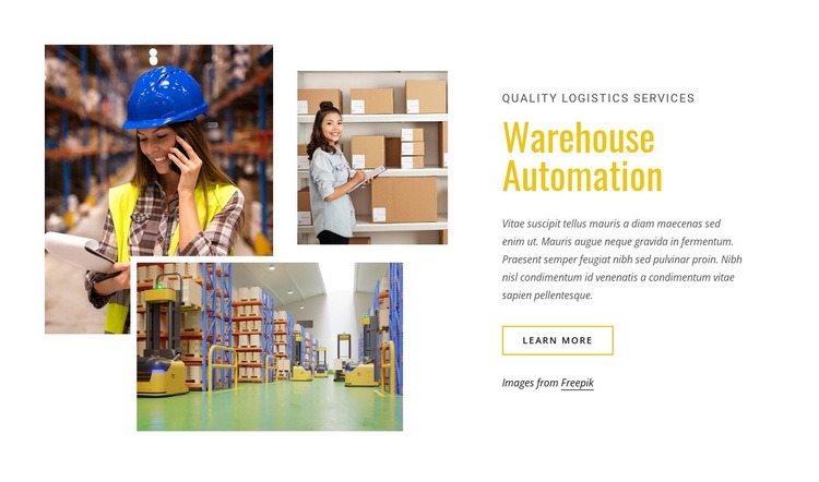 Warehouse automation Web Page Design