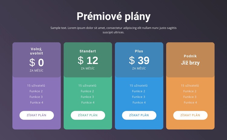4 Cenové plány Šablona HTML