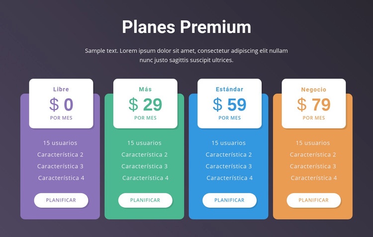 Bloque de precios Plantilla HTML5