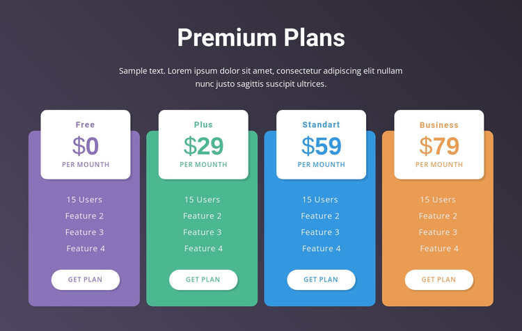 Pricing block HTML Template