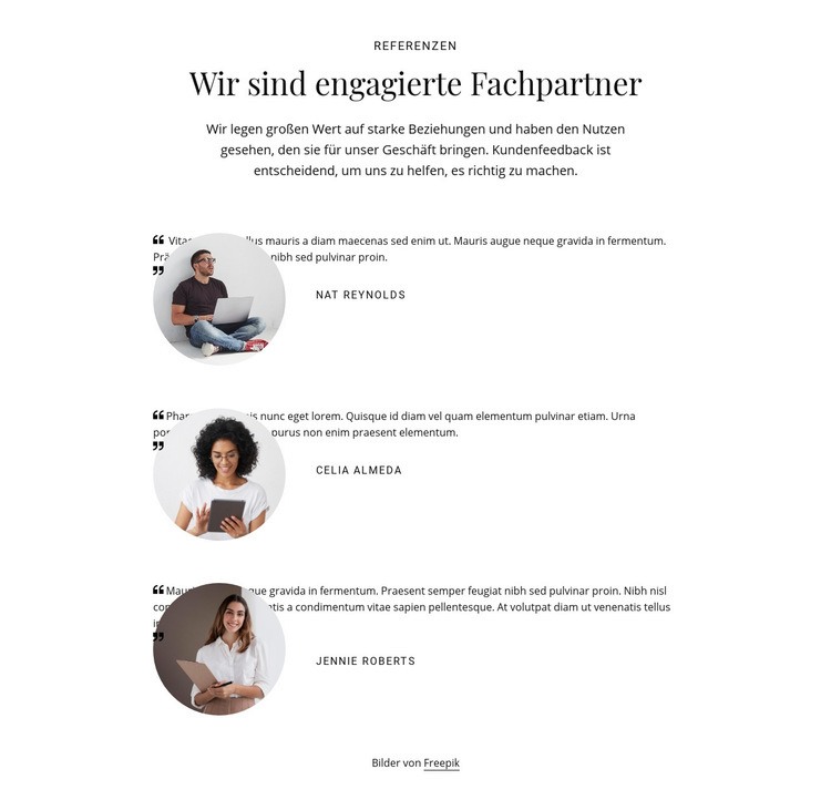 Wir sind engagierte Fachpartner Eine Seitenvorlage