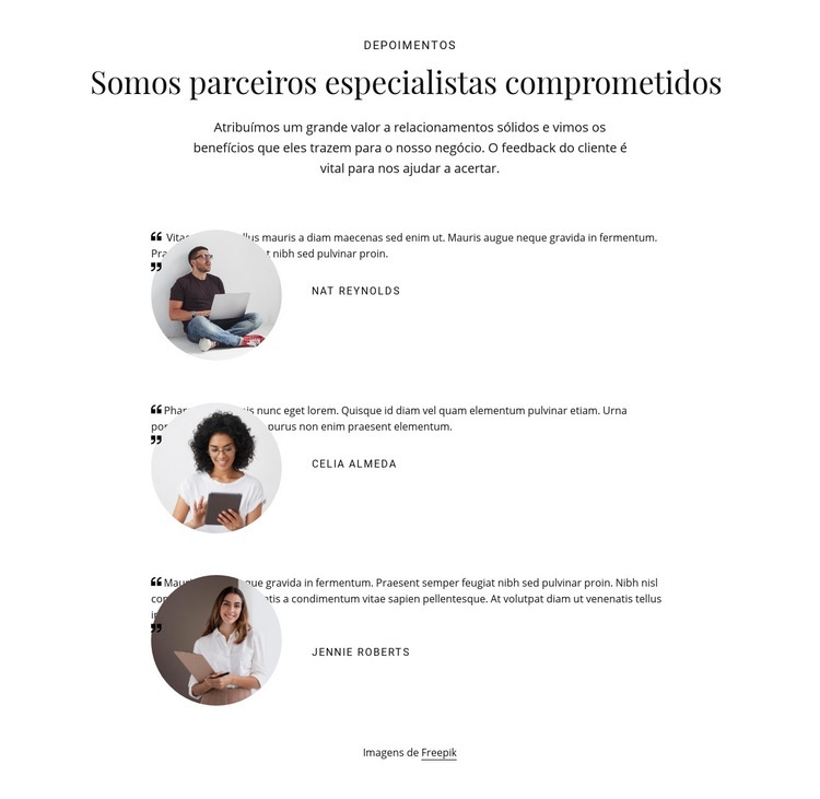 Somos parceiros especialistas comprometidos Construtor de sites HTML