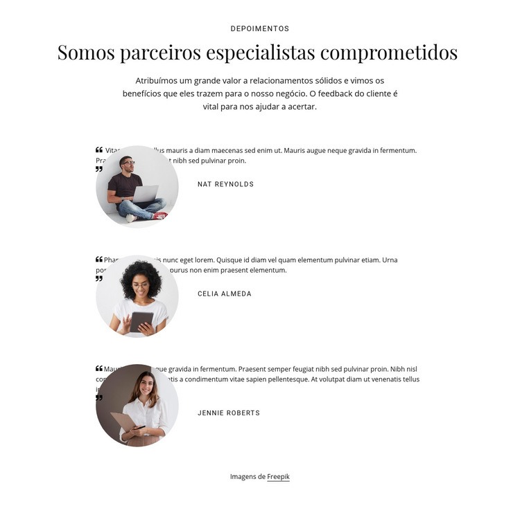 Somos parceiros especialistas comprometidos Maquete do site