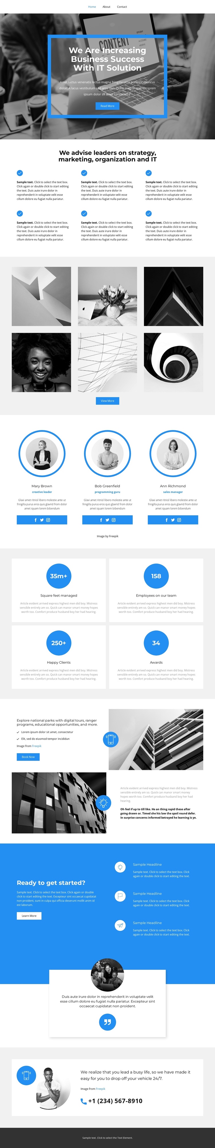 A full range of services One Page Template