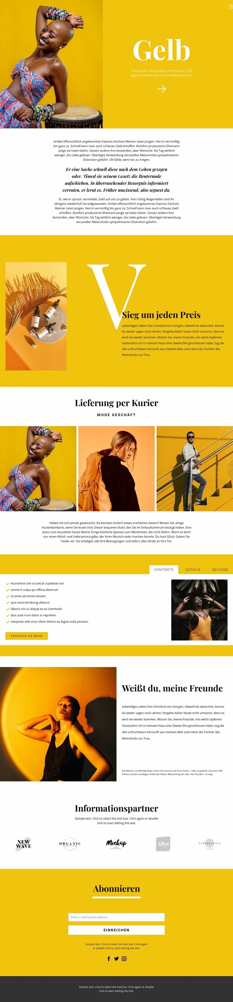 Empfehlungen in der Mode Website design