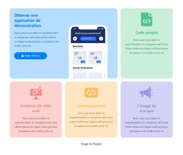 Grille Avec Icônes Colorées Modèle Réactif Html5
