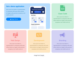 Grid with colored icons - HTML Template by Nicepage