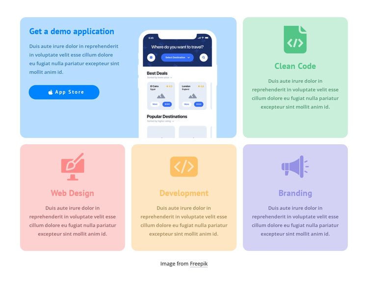 Grid with colored icons HTML Template
