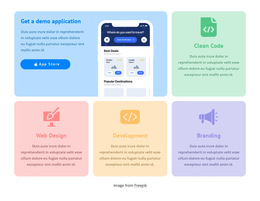 Grid with colored icons - HTML5 Template by Nicepage