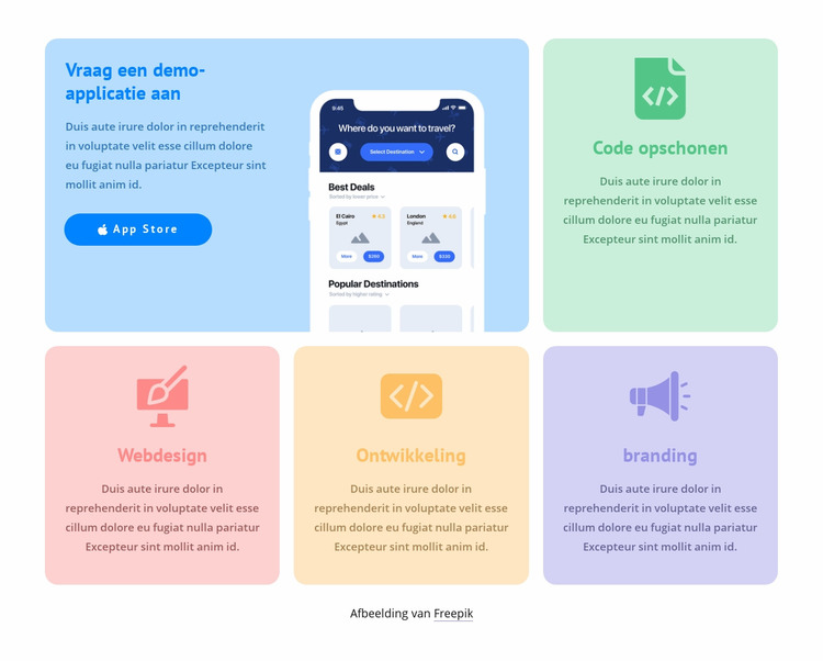 Raster met gekleurde pictogrammen Joomla-sjabloon