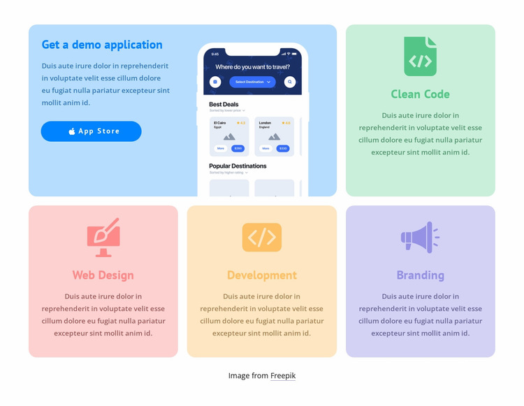 Grid with colored icons Website Builder Templates