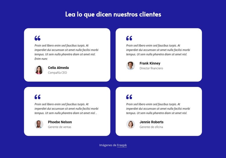 Bloque de testimonios de clientes Plantillas de creación de sitios web