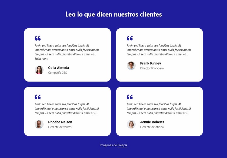 Bloque de testimonios de clientes Maqueta de sitio web