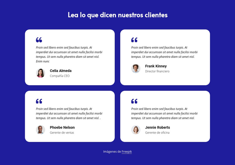 Bloque de testimonios de clientes Tema de WordPress