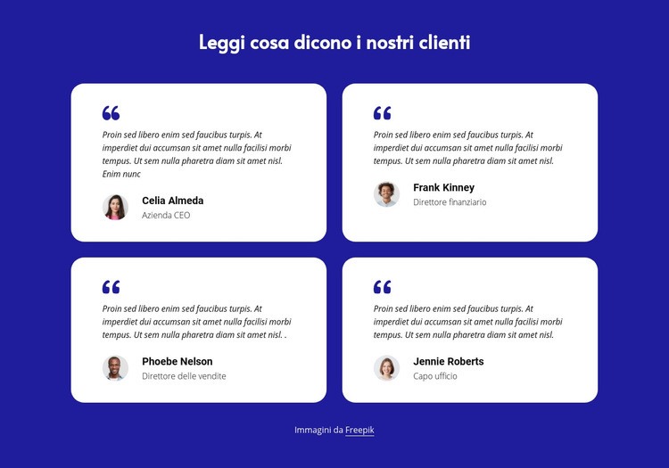 Blocco delle testimonianze dei clienti Modelli di Website Builder