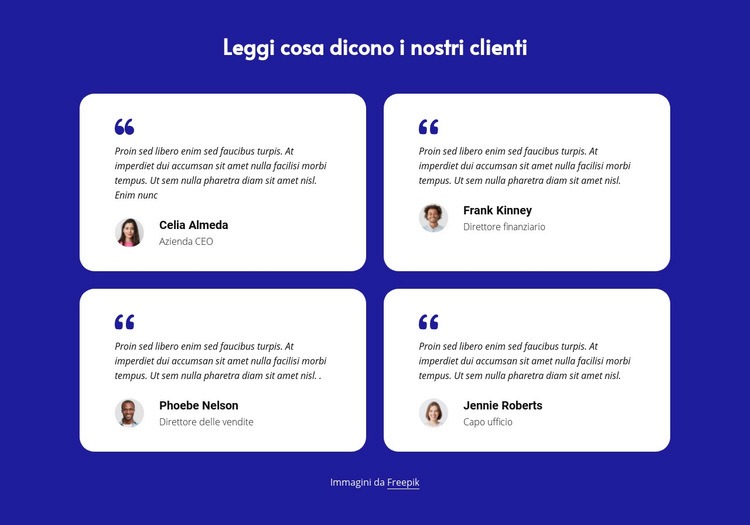 Blocco delle testimonianze dei clienti Progettazione di siti web