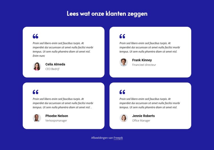 Getuigenissen van klanten blokkeren CSS-sjabloon