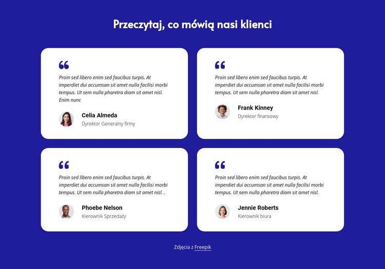 Blok referencji klientów Kreator witryn internetowych HTML