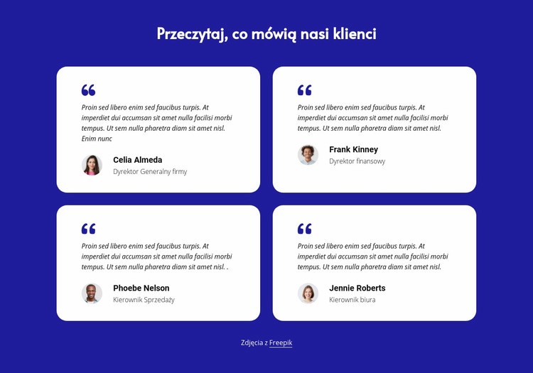 Blok referencji klientów Makieta strony internetowej