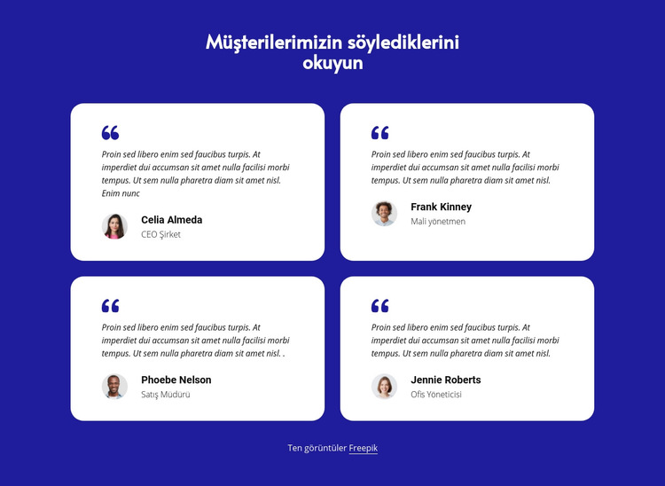 Müşteri referansları bloğu Web Sitesi Şablonu