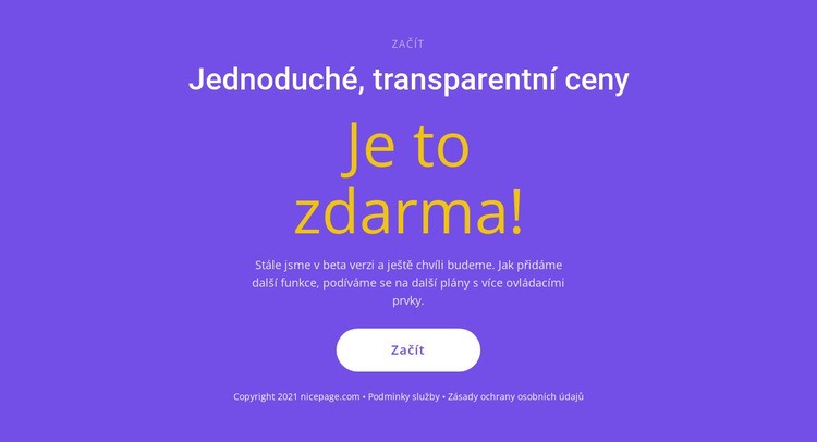 Textový blok s velkým tlačítkem Šablona CSS