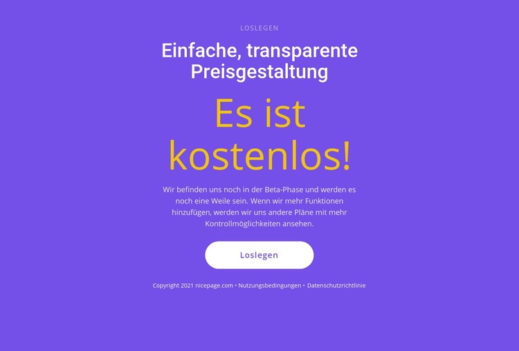 Textblock mit großem Button CSS-Vorlage