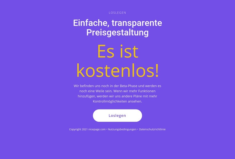 Textblock mit großem Button Website-Modell