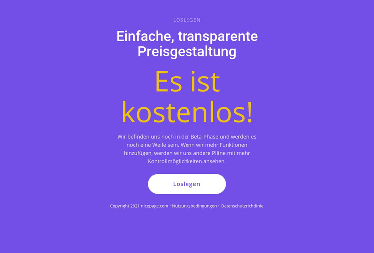 Textblock mit großem Button WordPress-Theme