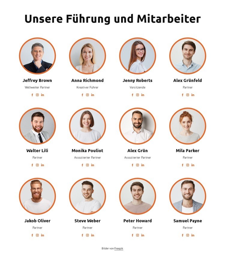 Unsere Führung und Mitarbeiter Landing Page