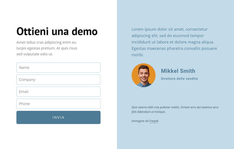 Ottieni una demo Modello HTML