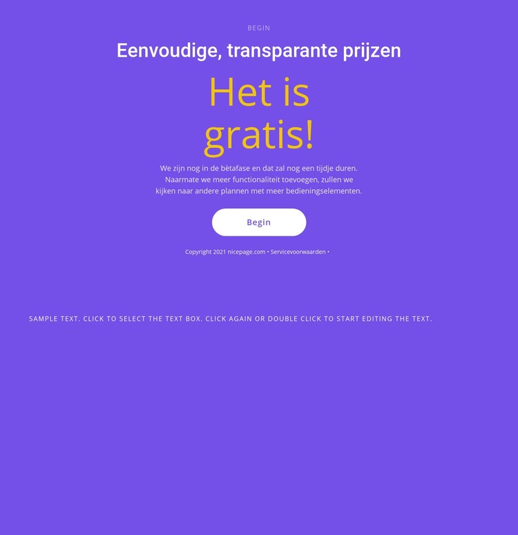 Tekstblok met grote knop CSS-sjabloon