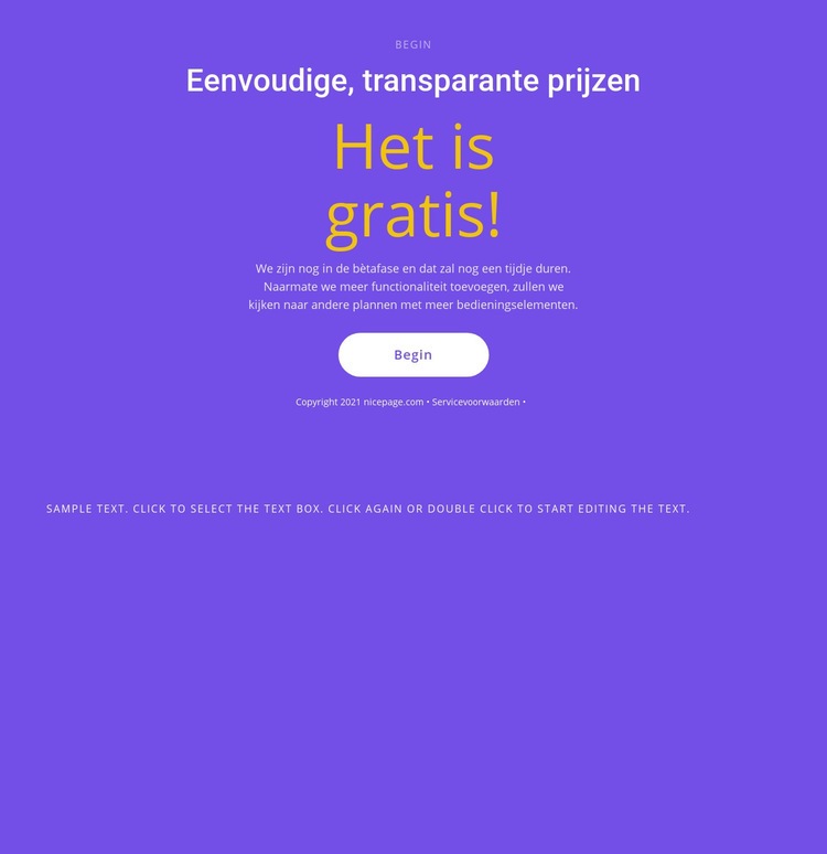 Tekstblok met grote knop Website Builder-sjablonen