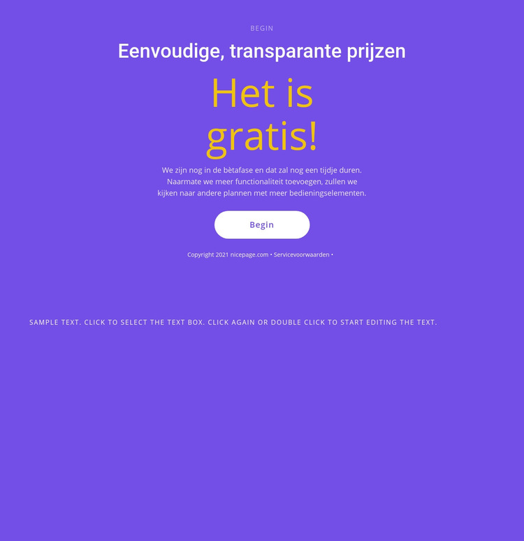 Tekstblok met grote knop Website sjabloon