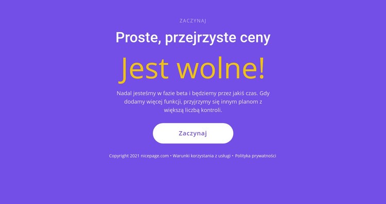 Blok tekstowy z dużym przyciskiem Szablony do tworzenia witryn internetowych