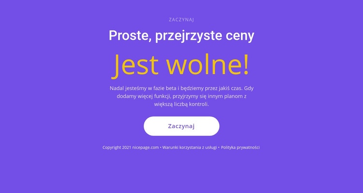 Blok tekstowy z dużym przyciskiem Szablon jednej strony