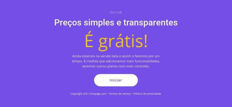 Bloco de texto com botão grande Modelo