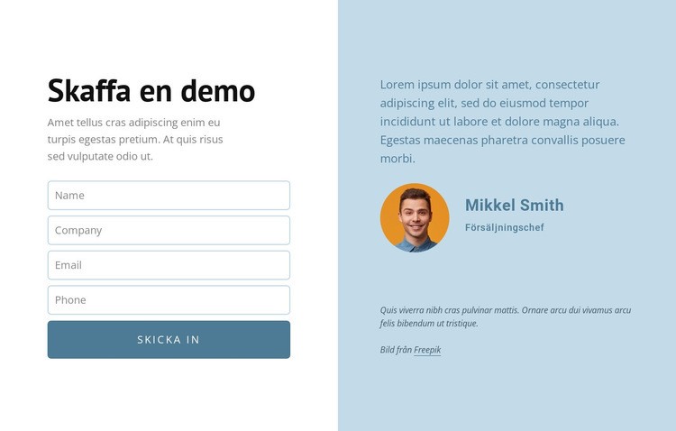 Skaffa en demo HTML-mall