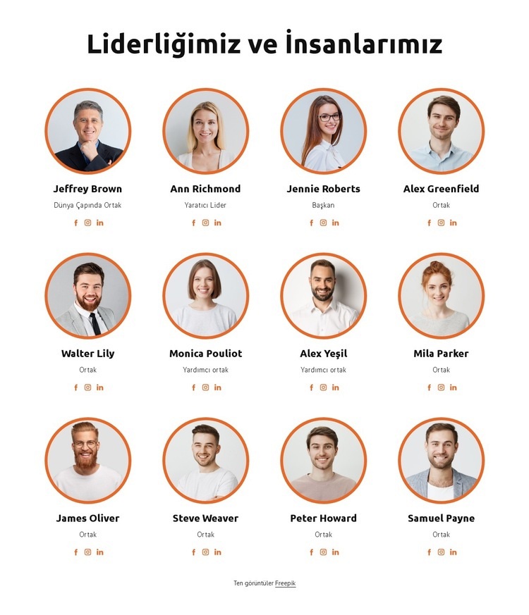 Liderliğimiz ve insanlarımız Html Web Sitesi Oluşturucu