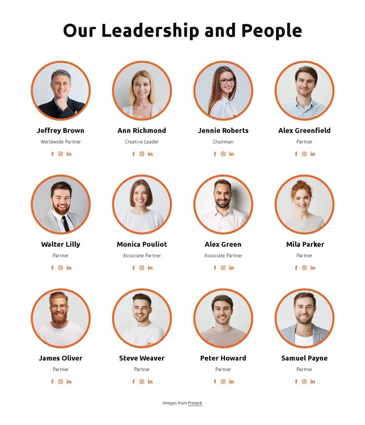 Our leadeship and people Wix Template Alternative