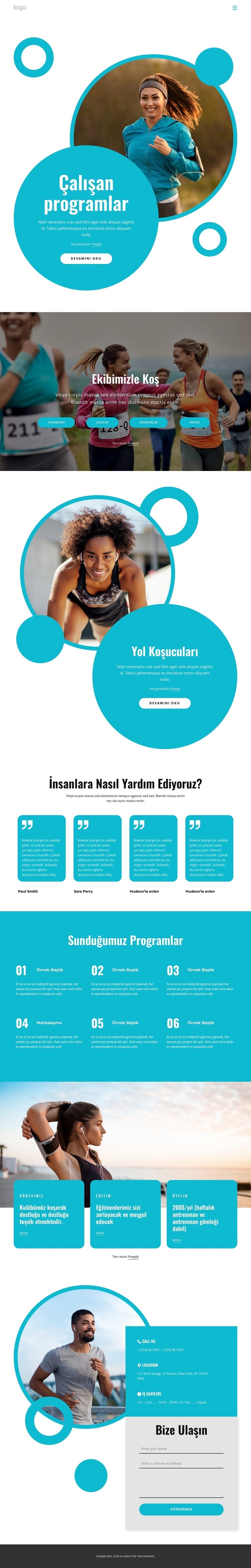 Çalışan programlar ve eğitimler Web Sitesi Mockup'ı