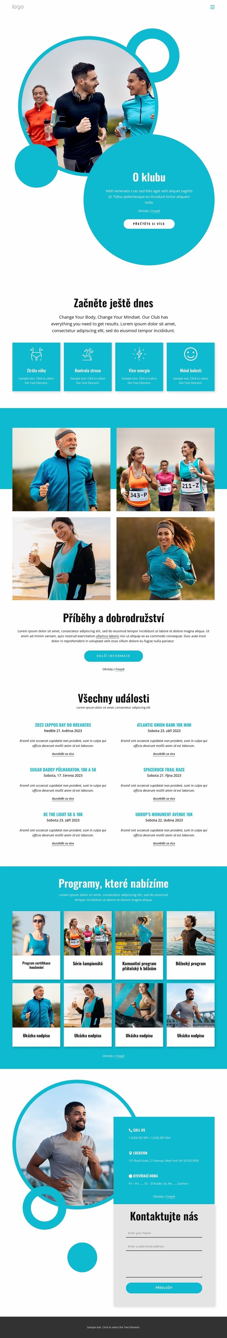 Činnost běžeckého klubu Šablona CSS