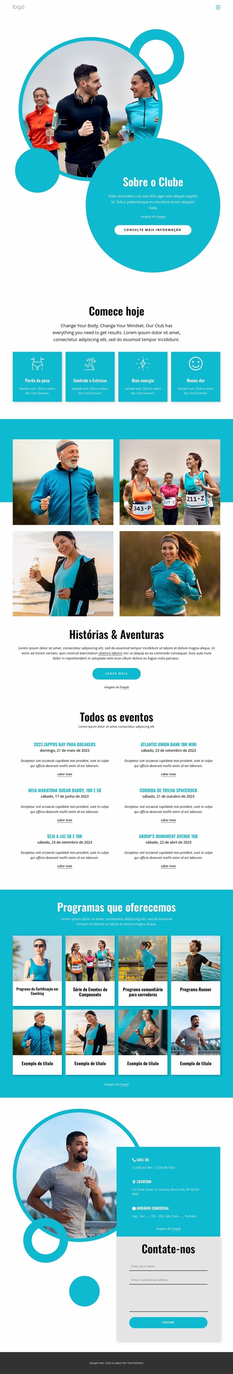 Atividades do clube de corrida Modelo HTML5