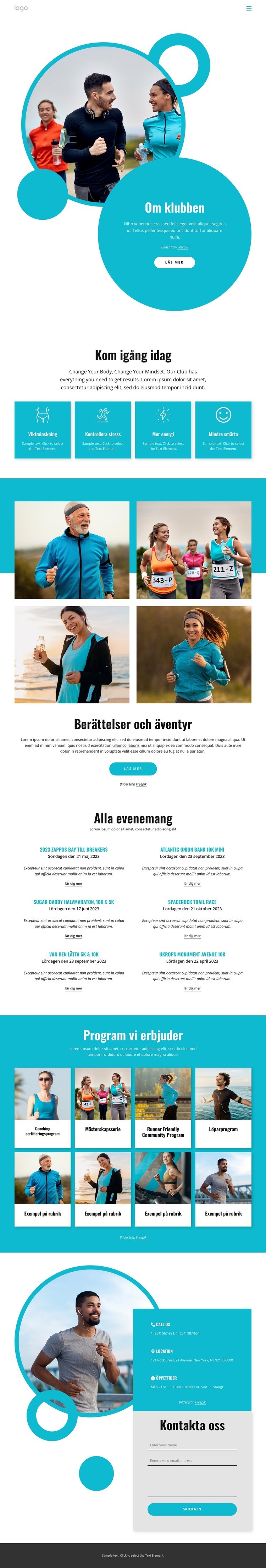 Löpande klubbaktiviteter CSS -mall