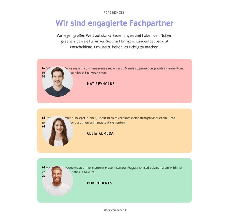 Tolle Erfahrungsberichte CSS-Vorlage