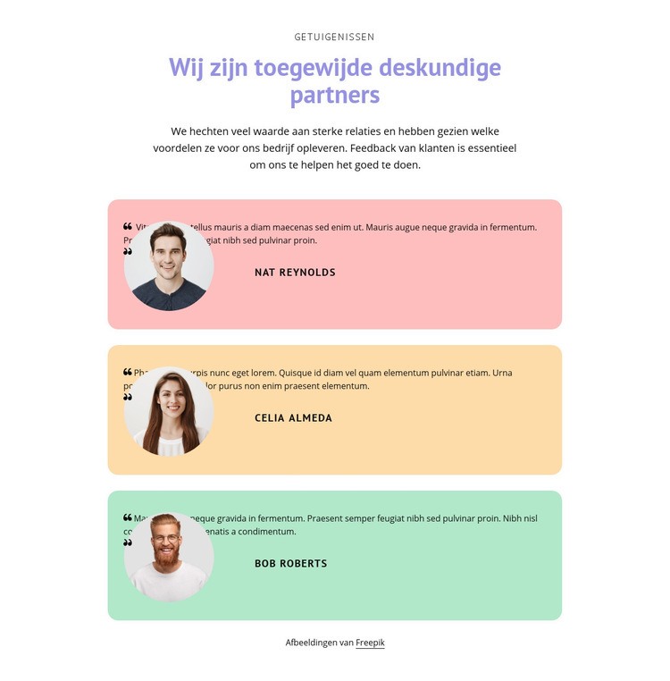 Geweldige getuigenissen Website Builder-sjablonen