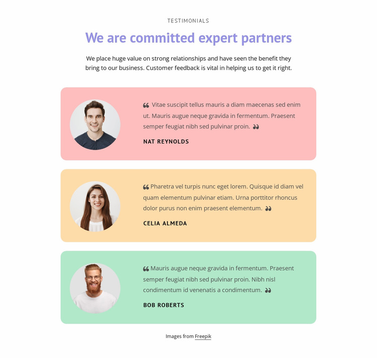 Great testimonials Website Builder Templates